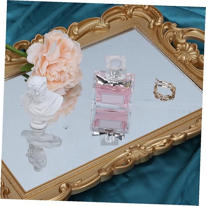 Ipetboom Decorative Mirror Tray Perfume Organizer Makeup Vanity Tray for Dresser Countertop Home Décor Accessories