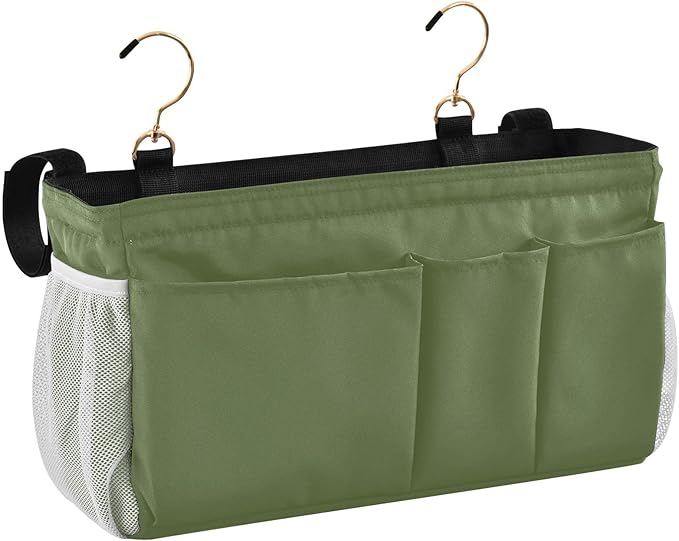 Dark Cyan Bedside Caddy Storage Bag Bedside Organizer for Headboards Bunk Beds Hanging Storage Organizer 6 Pockets with Hooks for Magazine Water Bottle Holder