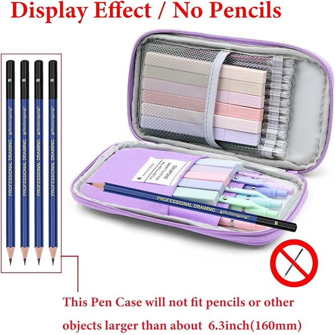 Big Capacity Pen Case Large Storage Pen Pouch Aesthetic, Office Pen Marker Case Simple Sturdy Multifunctional Bag Organizer for Man Women(Purple)