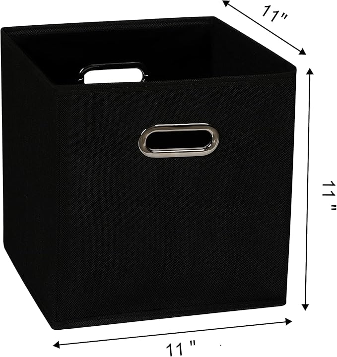 Fabric Cloth Storage Bins,Fabric Cube Organizer with Dual Handles Foldable Cube Storage Baskets for Home Bedroom Storage,Set of 8,(Black)