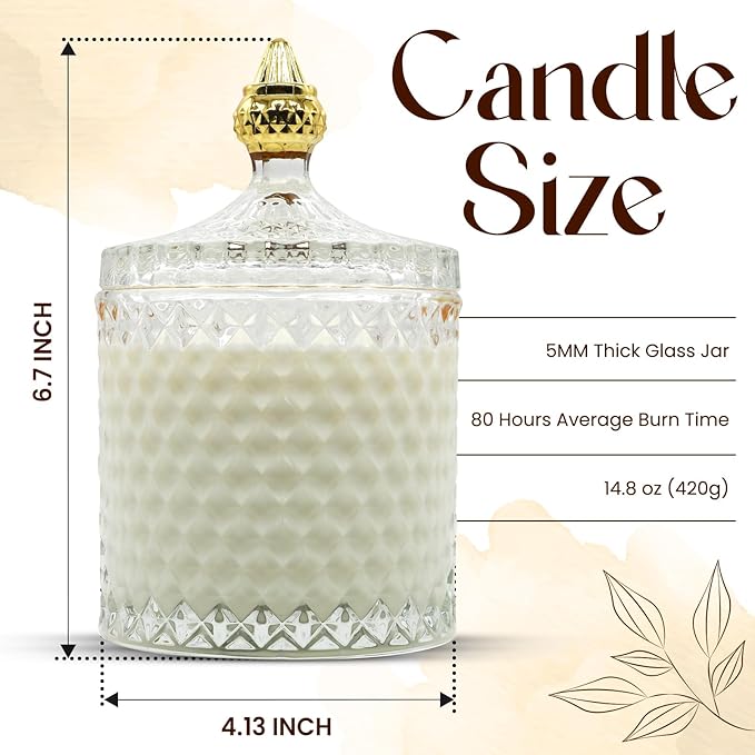 VIONAMI Luxury Scented Candle Gift – Ghost Orchid Rare Flower Fragrance in Elegant Glass Jar, Decorative Soy Candles Gifts for Women, Long-Lasting 80 Hr, 14.8 oz, Luxury Candles for Women