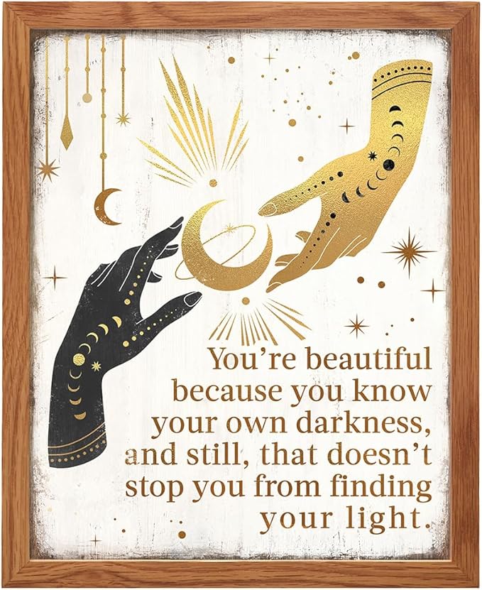 Boho Witchcraft Wall Art FRAMED - Gothic Witchy Room Decor - Inspirational Positive Quotes for Women - Encouraging Gifts - Shabby chic Celestial Wicca Wiccan Witch Motivational poster - Pagan Supplies
