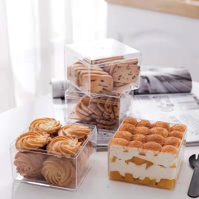 KissYou Acrylic Box with Lid Clear Square Cube Jewelry Storage Contanier Wedding Easter Party Favor Display Boxes Graduation Candy Boxes