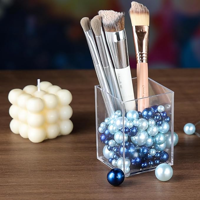 2800Pcs Navy Blue and Light Blue Vase Filler Pearl Beads for Crafting 6mm Beads No Holes Decor Suitable for Wedding Decor, Party Decorations, Centerpiece Table Decorations
