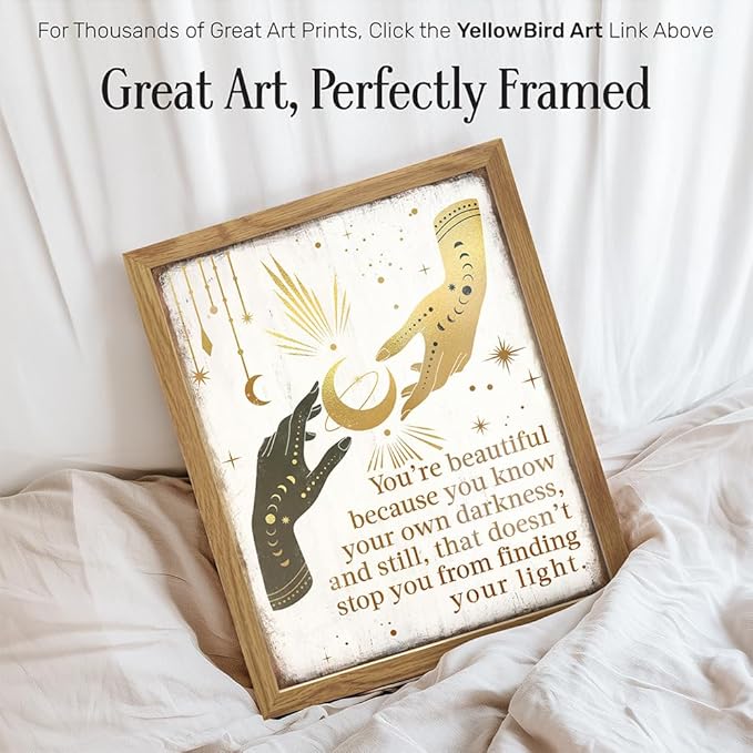 Boho Witchcraft Wall Art FRAMED - Gothic Witchy Room Decor - Inspirational Positive Quotes for Women - Encouraging Gifts - Shabby chic Celestial Wicca Wiccan Witch Motivational poster - Pagan Supplies
