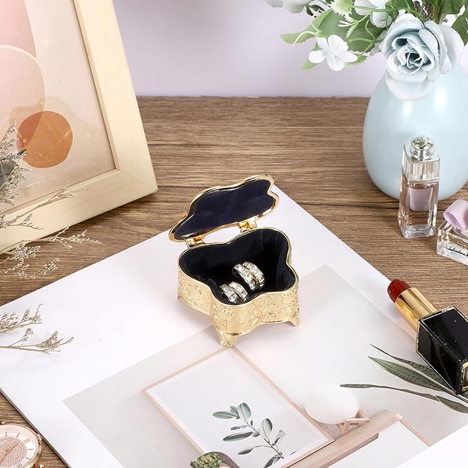 Hipiwe Vintage Jewelry Box Decorative Treasure Chest Butterfly Shape Trinket Keepsake Storage Box Gold Necklace Earring Holder Gift for Women, Small