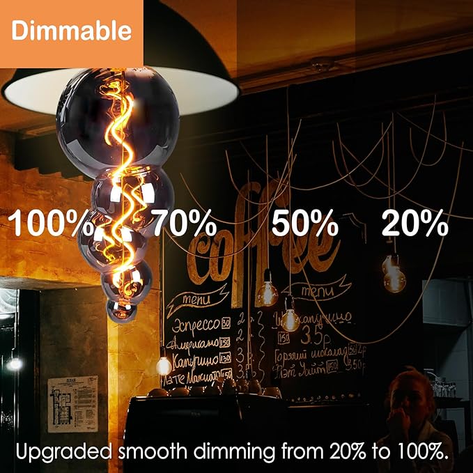 40 Watt Decorative Vintage LED Light Bulbs, Special Huge Bubble 4W LED Filament Edison Bulb,2700K Oversized Electroplated Warm Lights,Dimmable E26 Lamp Base,1-Pack