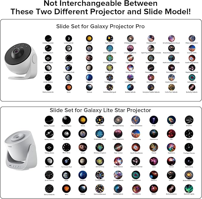 YUNRAY Galaxy Projector Disc – Ultra HD Projector Slide, Compatible with YUNRAY Galaxy Projector Pro and Model SKE-TKQ01 & BL-DQY02 (Pro Version) Projectors – 6 Disc Set