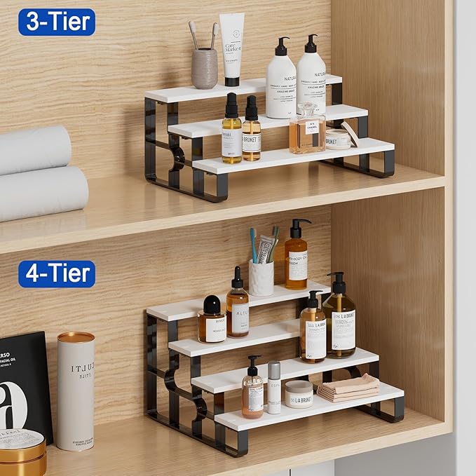 Wood Cologne Organizer for Men,Perfume Organizer for Bathroom Countertop,3 Tier Makeup Organizer for Bedroom Decor,Skincare Storage,Display Stand Shelf,Valentine's Day Gift (White 11.2")