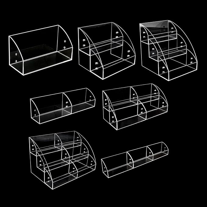 Clear Display Risers Stand Acrylic Display Shelf 1 2 3 Tiers Organizers For Dessert Figures Makeup