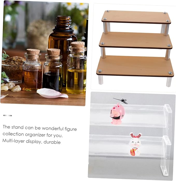 Wooden Figurine Display Stand 3-tier Makeup Organizer Fragrance Stand for Vanities