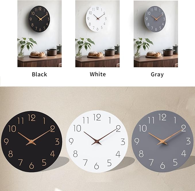Mosewa Large Wall Clock 18 Inch Gray Modern Flatwood Silent Non Ticking Battery Operated Decorative for Bedroom Bathroom Living Room Kitchen Home Office Hotel