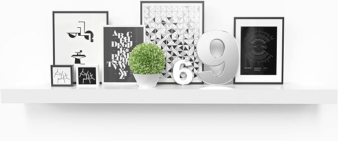 Ballucci Floating Shelf, 36" Wood Wall Shelf with Invisible Brackets for Bathroom, Living Room, Bedroom, Kitchen, Nursery, 6" Deep, White