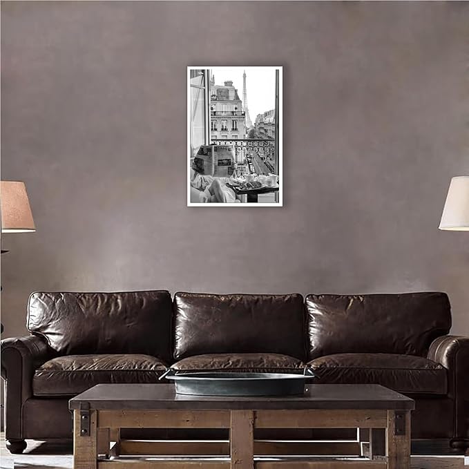 Vintage Girl Reading Newspaper Poster Eiffel Tower View Canvas Wall Art Retro Black And White Feminist Room Aesthetic Prints Painting For Home Bedroom Dorm Apartment Wall Decor 12x16in Unframed