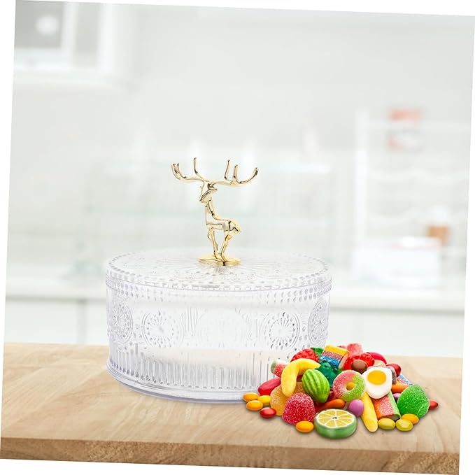 Cabilock Embossed Transparent Jewelry Storage Box with Lid Multi Functional Bracelet Organizer and Makeup Container Portable Lightweight Candy Dish for Vanity and Bathroom Countertop
