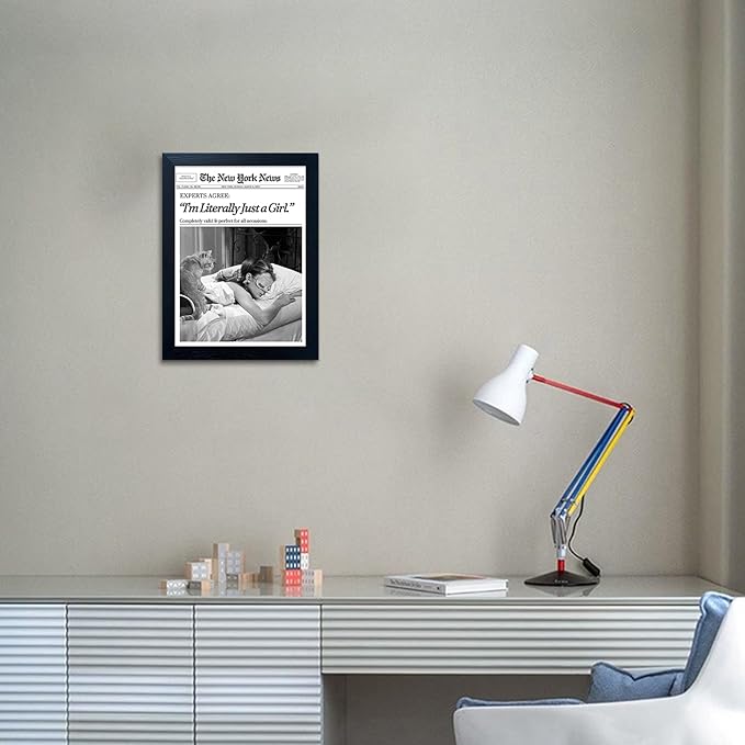 Vintage Black And White Wall Art Newspaper Posters Trendy Wall Art Framed I'm Literally Just a Girl Poster Print Trends New York Wall Decor for Bedroom Fashion Aesthetic Canvas Picture