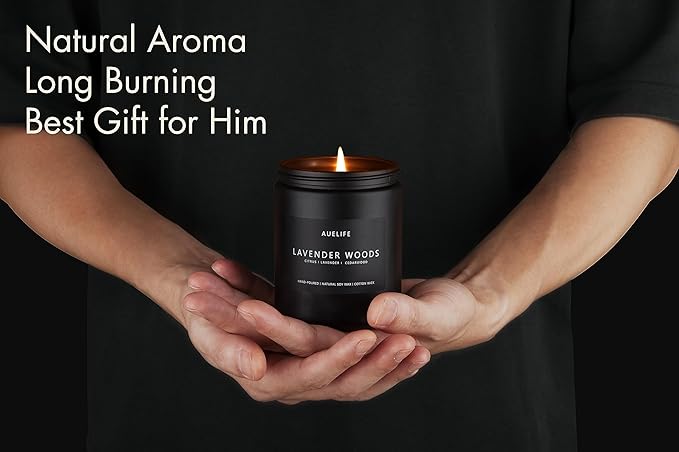 Lavender & Wood Scented Candle - Candle for Men
