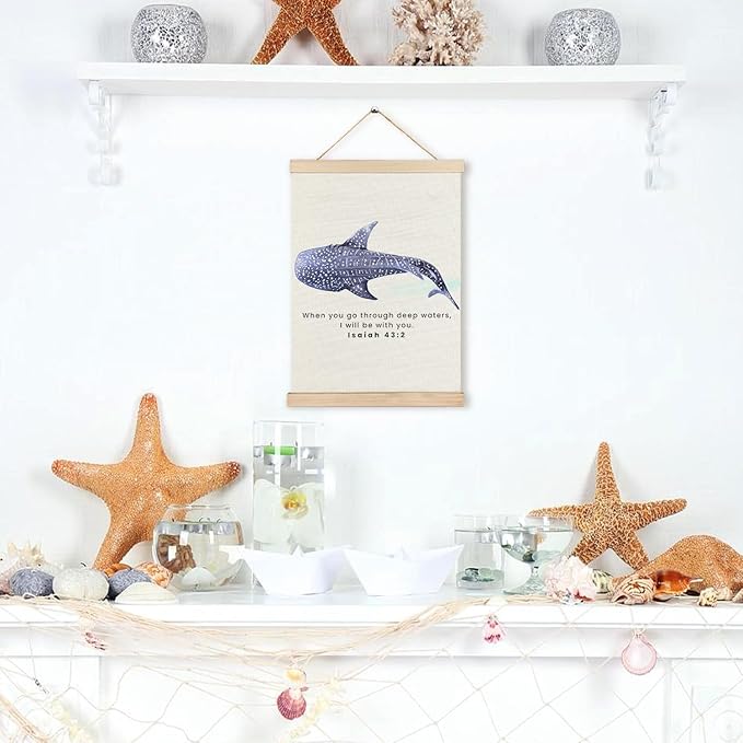 RYYCDOI Whale Shark Wall Decor, Christian Bible Verses Wall Decor for Droom Room Bathroom Nursery, 16x24 Inches
