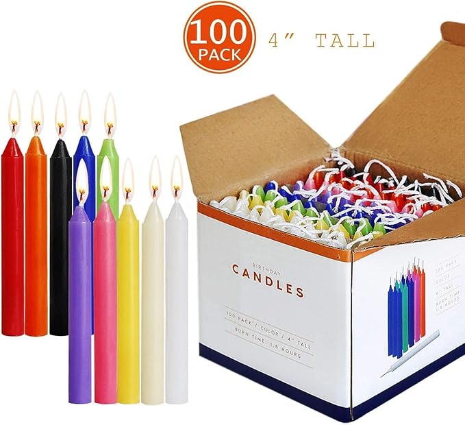 Howemon 100 Pack Assorted Color Spell Chime Candles, 4 Inch Mini Taper Candles for for Home Decor Kitchen Decor Wedding Decoration-10 Colours