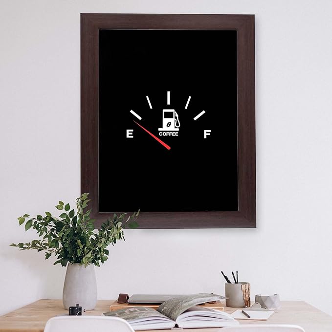 InkFlow Posters Coffee Gauge Poster - Minimal Fuel Meter Illustration - Modern Caffeine Humor Design - Kitchen Office Wall Decor Accent - Fun Graphic Art Print - 8x10 Unframed Canvas Print