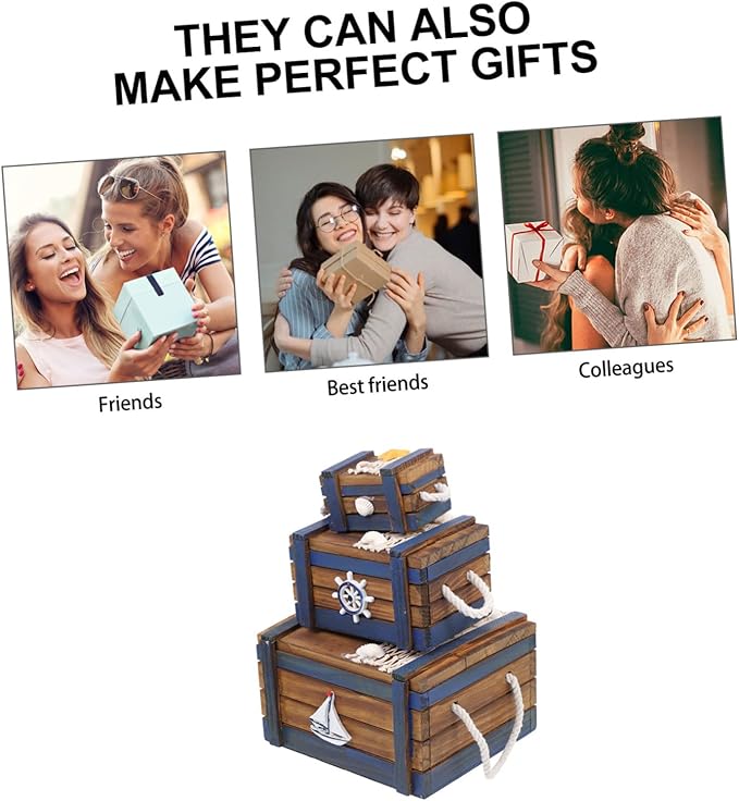 Ipetboom 3pcs Retro Vintage Jewelry Box Storage Box Wooden Makeup Organizers for Home Travel