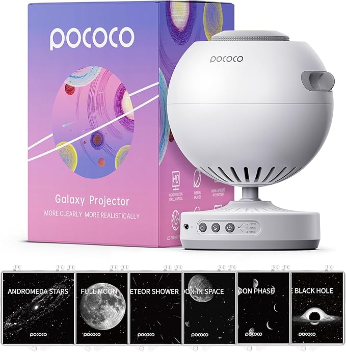 POCOCO Galaxy Projector + Moon and Stars Discs (6 Pieces)