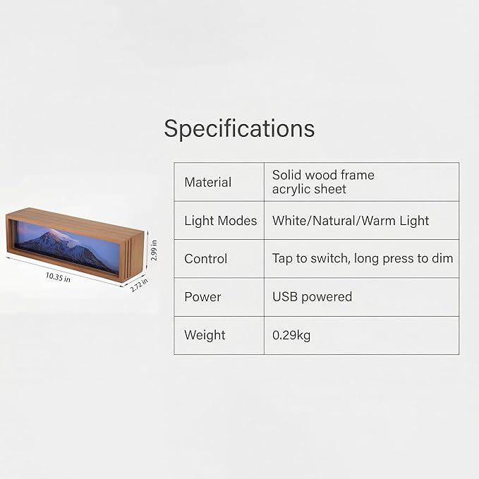 Snow Mount Elbert Led Light Box 3 Layers of Acrylic Light Box Handmade Table Lamp for Room Decor Travel Gift (Snow Mount Elbert)