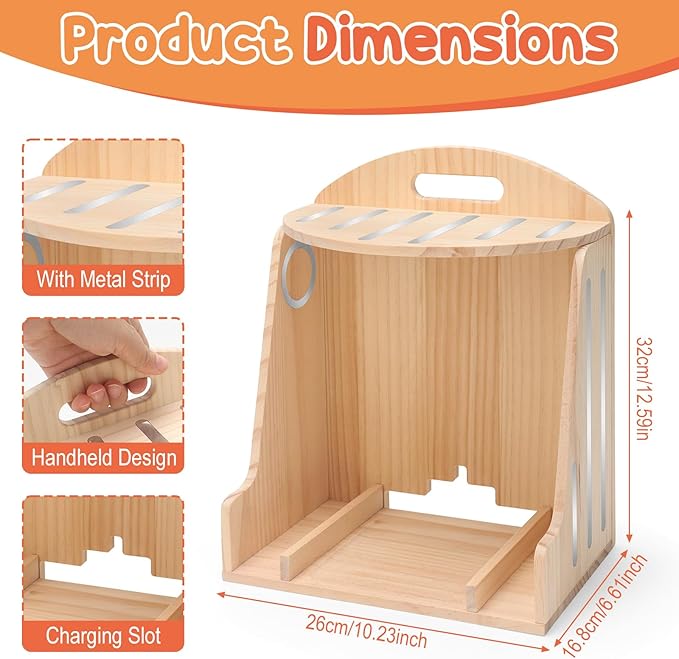 for Toniebox 1/2 Storage Shelf Display for 40–50 Tonies Figures Characters, Holds for Tonieplay Story Game Controller Accessories, Wooden Magnetic Organizer with Charging Access, Wall Mount+Desktop