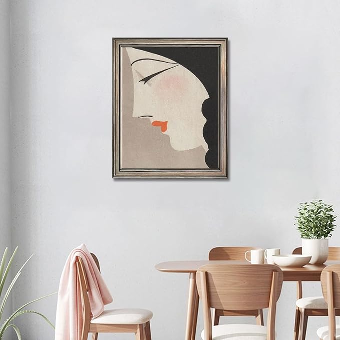 Japanese Wall Art Framed Vintage Woman Portrait Oil Painting Asian Wall Art Girl Room Bedroom Living Room Bathroom Decor