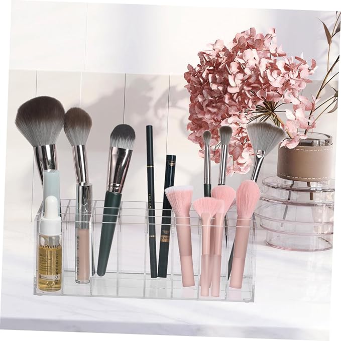 DOITOOL Acrylic Makeup Organizer -Grid Lipstick Holder Space-Saving Counter Display Rack
