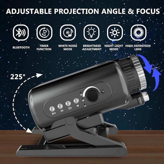 Planetarium 3D Galaxy Projector, Built-in 60 Scene Modes, with Bluetooth Speaker & Remote Control, Star Projector Light for Living Room Bedroom, forr Gifts for Kids, Adult（Robot Dog Black）