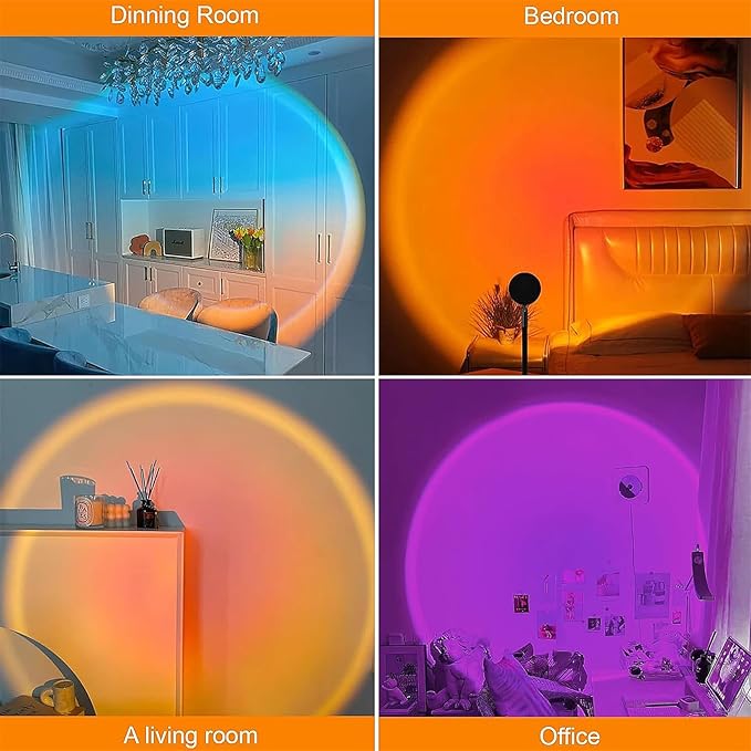 Sunset Table Lamp Projector with Remote, 16 Colors Adjustable 180° Rotation Sunlight with 4 Lighting Modes, USB Charging LED Night Light for Bedroom, Living Room, Photo Selfie Party, Photography