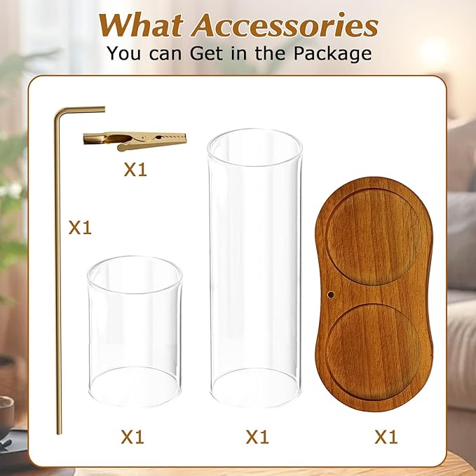 2 in 1 Incense Holder for Sticks, Hang Upside Dowd Incense Burner with Glass Ash Catcher, Anti-Ash Flying and Incense Sticks Storage, for Meditation Yoga Spa Home Decor Office (Wood, Dark Brown)