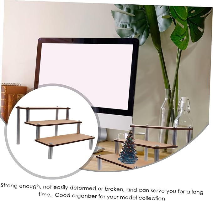 ULTECHNOVO Wooden Makeup Organizer Display Stand Riser Cupcake Earring Holder Rustic Decor