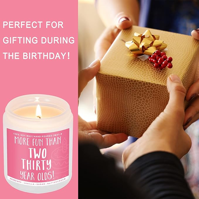 60th Birthday Gifts for Women, Perfect Birthday Present, Funny Presents for Mom, Friends, Wife, Sister, 7oz Vanilla Cream-Scented Candle