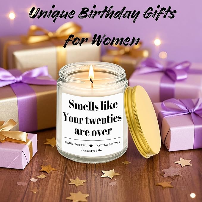 Homsolver 30th Birthday Gifts for Women Men, 9OZ Lavender Scent Happy Birthday Candles with 50+ Hours Burn Time, Unique Handmade 30th Birthday Decorations for Her Him, Friend, Sister, Wife, Husband