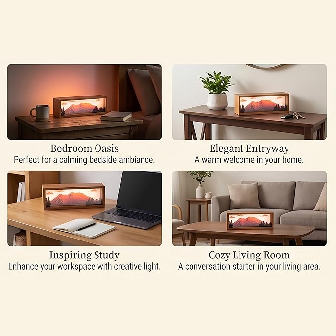 Sunset on Shasta Led Light Box 3 Layers of Acrylic Light Box Handmade Table Lamp for Room Decor Travel Gift (Sunset on Shasta)