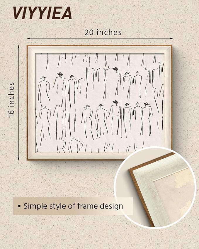 VIYYIEA Framed Wall Art for Living Room, Sketch Canvas Prints, Minimalist Home Decor, Abstract Painting Picture, Bathroom Wall Decor Gifts for Friends or Family - 20L x 16W