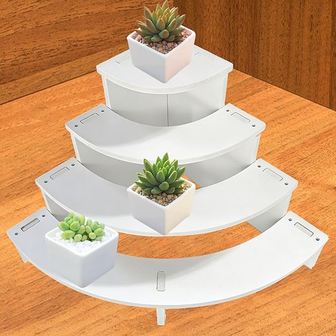 Corner Display Riser, Tiered Display Stand Organizer, 4 Tier Shelf Storage Rack for Makeup, Dessert, Candles, Craft, Vendors