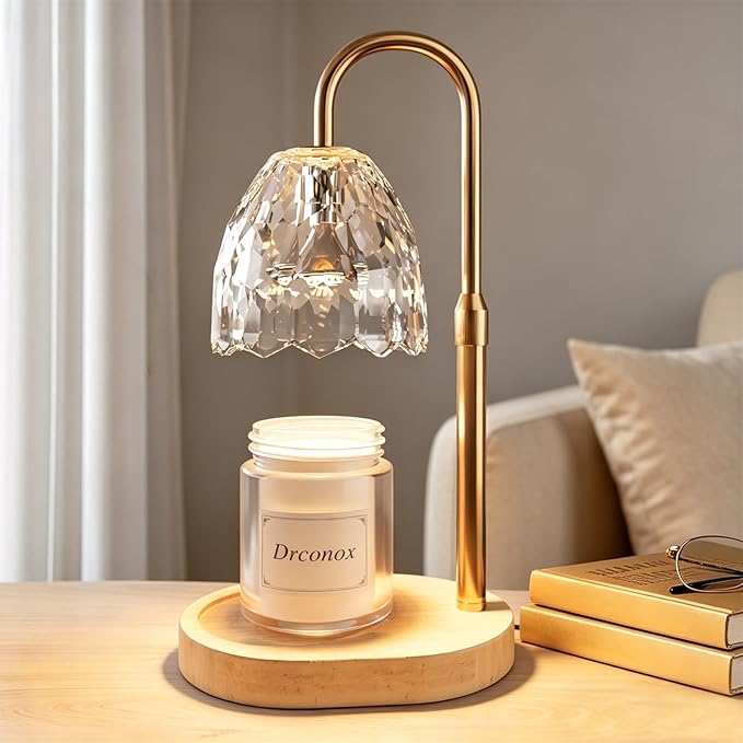 Candle Warmer Lamp with Timer Dimmable, Adjustable Height Wax Melt Warmer for Jar Candles, Birthday Gifts for Women, House Warming Gifts New Home Decor with 2 Bulbs, Clear