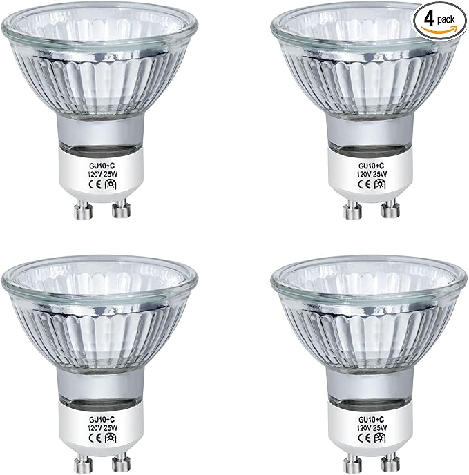 YBEK Halogen Bulb 25 Watt GU10 120V NP5 Replacement Bulb for Candle Warmer, Scent Wax Burner, Fragrance Melt, Warming Bulb MR16 JDR Dimmable, Warm White 2700K(Pack of 4)