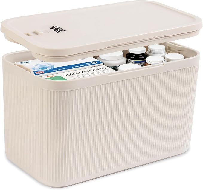 Upgraded Taller Lock Box for Medication, Phone Jail & Snacks – Large Lockable Storage Box with 3-Digit Combination Lock, Food-Safe BPA-Free Plastic– Medicine Lock Box for Home, Fridge, Travel
