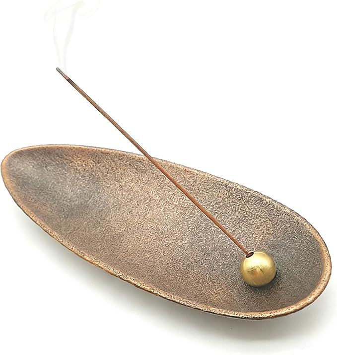 STOBAZA Incense Stick Holder, Leaf Incense Burner Adjustable Angle IncenseTray Ash Cather for Counters, Meditation Room, Spa, Yoga, Home, Office (Brown)