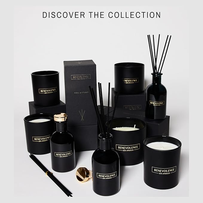 Benevolence LA Oud Wood Christmas Scented Candles | Soy Candles, Black Candle for Home | Holiday Candle Gifts for Women and Men | Home Fragrance | Aromatherapy | 8oz, 45 Hour Burn