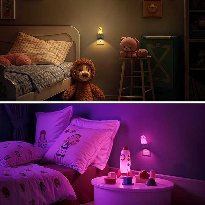 L LOHAS LED Night Light for Kids,3D Cute Puppy Night Lights,Golden Retriever with Dusk to Dawn Sensor, RGB+Soft White 3000K,Dog Night Light,Birthday Gift Nightlight for Kids, Room Decor,2Pack