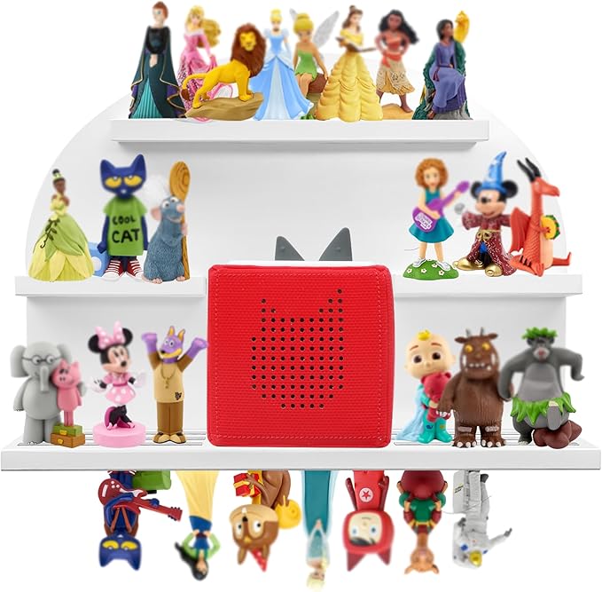 For Tonies Figures Shelf Magnetic,for Tonie box Wall Shelves,for Tonies Characters Organizer,Audio Toy Storage (Holds 45 Figurine),Compatible Charging Station for Kid's Room,Pine,Arch,Large (White)