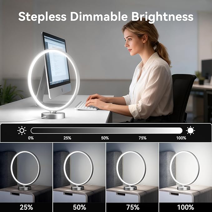 Doraubia Light Therapy Lamp - 2 in 1 Desk Lamp 10000 Lux Sun Lamp with Dual Controls, 4 Timer, Dimmable, 3 Color Temperatures - Artificial Sunlight Happy Light Box