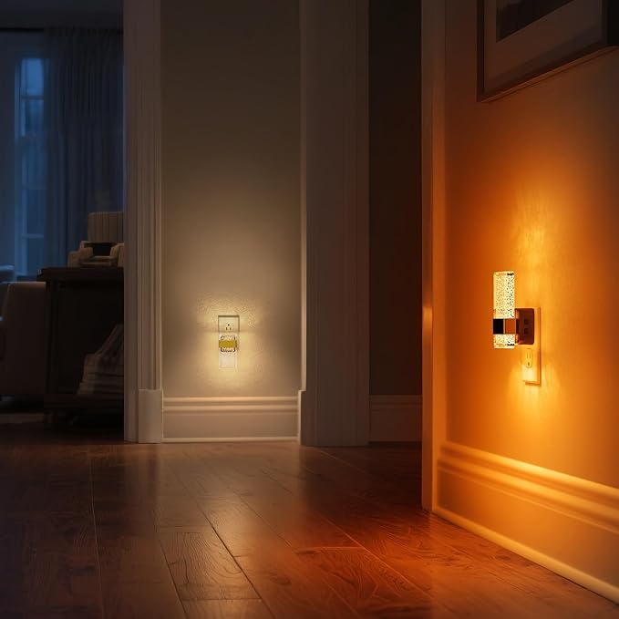 DORESshop LED Night Lights Plug into Wall, 3 Level Dimmable Night Light, Bubble Decorative Nightlight, Dusk to Dawn Sensor, Wall Sconce-Style Design Nightlights for Bathroom, Hallway, 3CCT