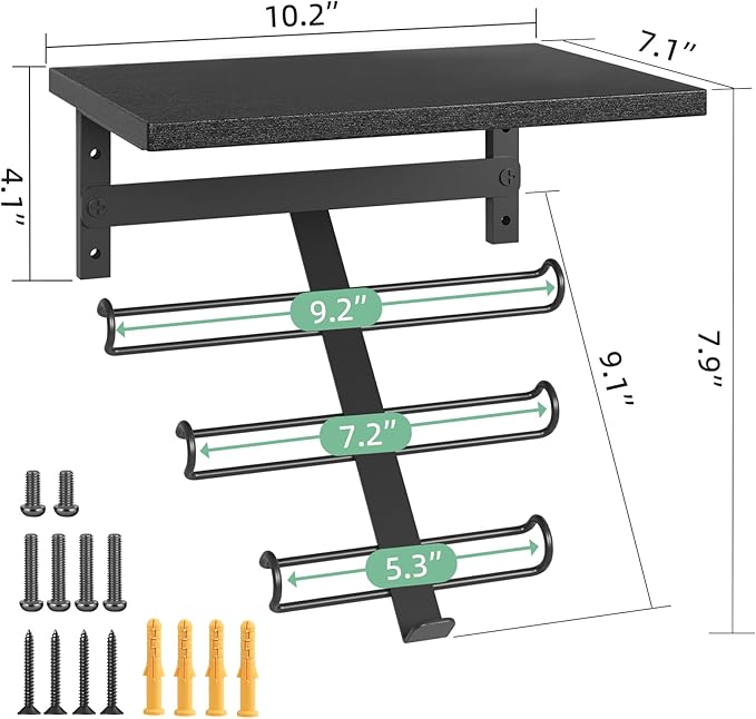 TJ.MOREE Resistance Rack Band Storage Hanger with Shelf Gym Equipment Organizer, Storage Rack for Home Gym,Black