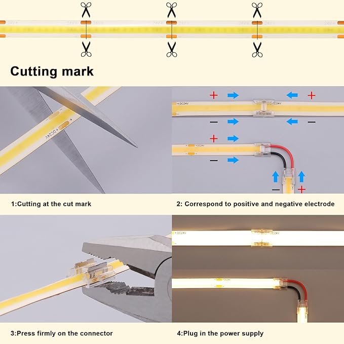 BENLUN 24V COB LED Strip Light Outdoor Waterproof 65.6ft (2 Rolls of 32.8ft), 4000K Natural White 11W/M 312LEDs/M CRI 93 LED Tape Light with Power Supply for Bedroom Courtyard Living Room Ceiling